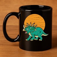 Triceratops Dinosaur Sunset 11oz C Handle Ceramic Mug