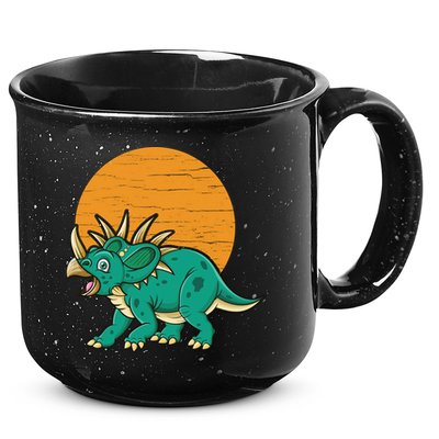 Triceratops Dinosaur Sunset 15oz Campfire Ceramic Mug