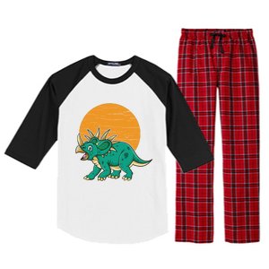 Triceratops Dinosaur Sunset Raglan Sleeve Pajama Set