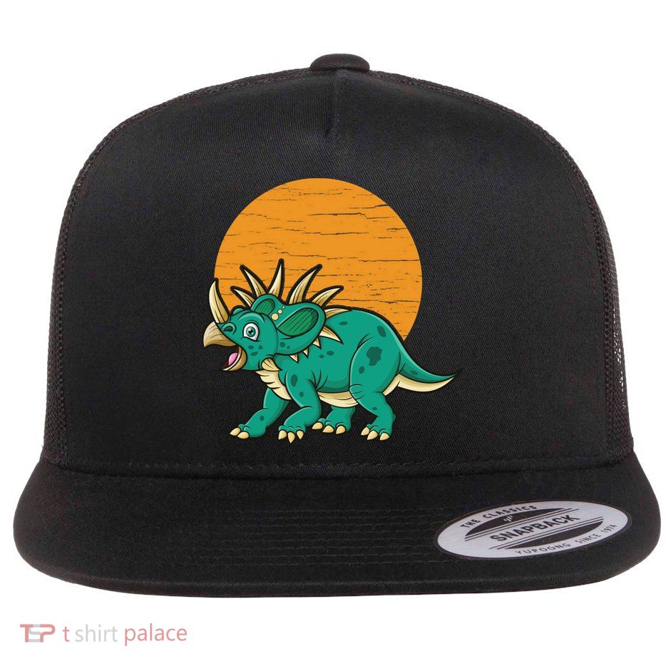 Triceratops Dinosaur Sunset Flatbill Hat