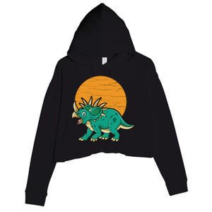 Triceratops Dinosaur Sunset Crop Fleece Hoodie