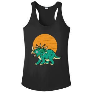 Triceratops Dinosaur Sunset Ladies PosiCharge Competitor Racerback Tank