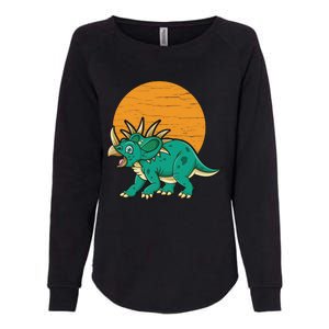 Triceratops Dinosaur Sunset Womens California Wash Sweatshirt