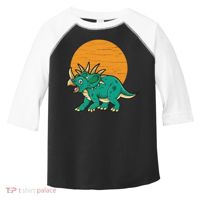 Triceratops Dinosaur Sunset Toddler Fine Jersey T-Shirt