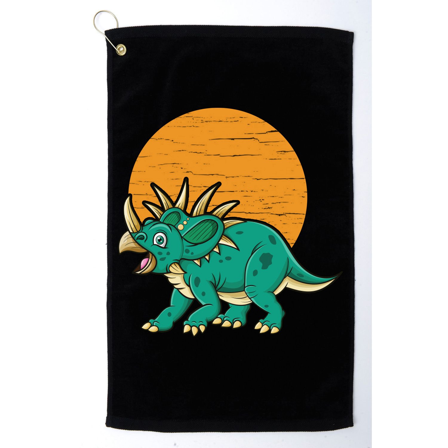 Triceratops Dinosaur Sunset Golf Towel