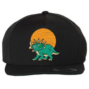 Triceratops Dinosaur Sunset Wool Snapback Cap