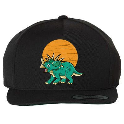 Triceratops Dinosaur Sunset Wool Snapback Cap