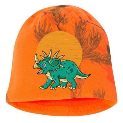 Triceratops Dinosaur Sunset Kati - Camo Knit Beanie