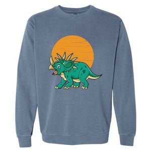 Triceratops Dinosaur Sunset Garment-Dyed Sweatshirt