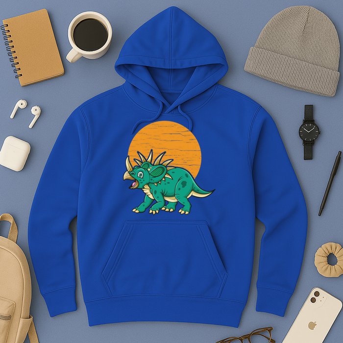 Triceratops Dinosaur Sunset Hoodie