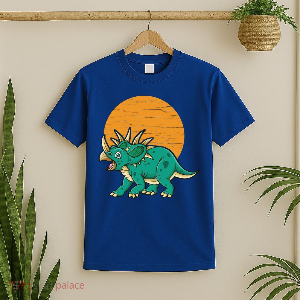 Triceratops Dinosaur Sunset T-Shirt