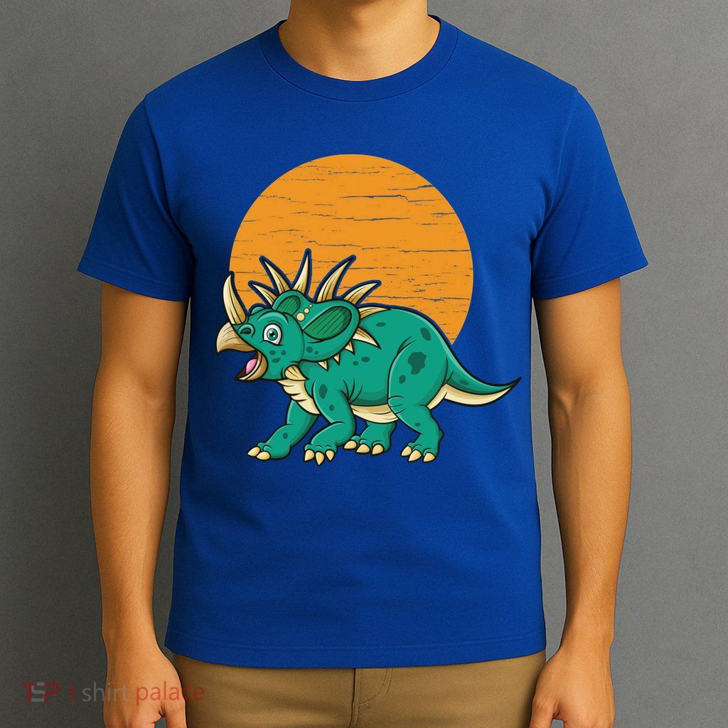 Triceratops Dinosaur Sunset T-Shirt