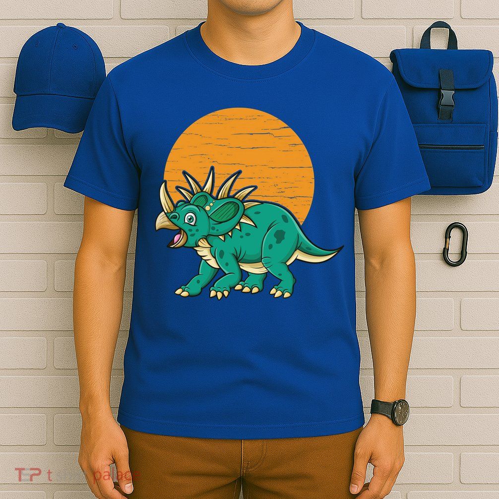 Triceratops Dinosaur Sunset T-Shirt