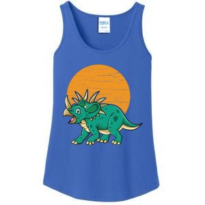 Triceratops Dinosaur Sunset Ladies Essential Tank