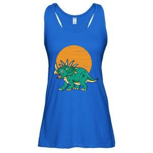 Triceratops Dinosaur Sunset Ladies Essential Flowy Tank