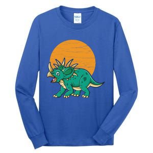 Triceratops Dinosaur Sunset Tall Long Sleeve T-Shirt