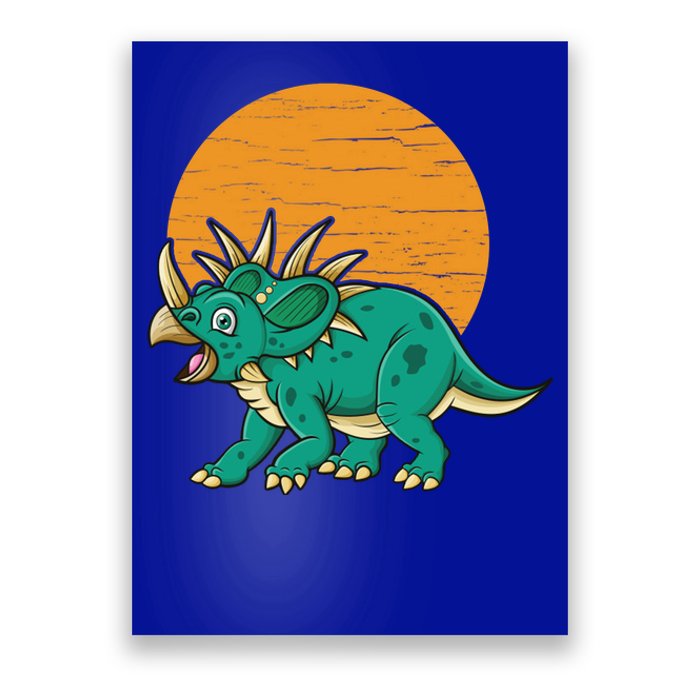 Triceratops Dinosaur Sunset Poster