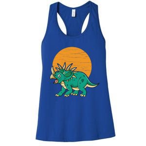 Triceratops Dinosaur Sunset Women's Racerback Tank