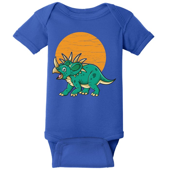 Triceratops Dinosaur Sunset Baby Bodysuit