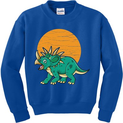 Triceratops Dinosaur Sunset Kids Sweatshirt