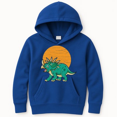 Triceratops Dinosaur Sunset Kids Hoodie