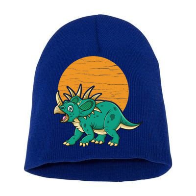 Triceratops Dinosaur Sunset Short Acrylic Beanie