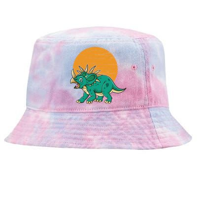 Triceratops Dinosaur Sunset Tie-Dyed Bucket Hat