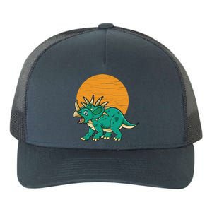 Triceratops Dinosaur Sunset Yupoong Adult 5-Panel Trucker Hat