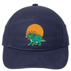 Triceratops Dinosaur Sunset 7-Panel Snapback Hat