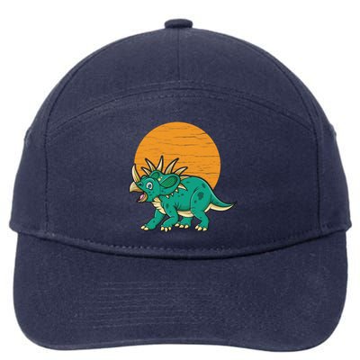 Triceratops Dinosaur Sunset 7-Panel Snapback Hat