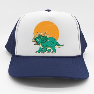 Triceratops Dinosaur Sunset Trucker Hat