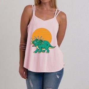 Triceratops Dinosaur Sunset Women's Strappy Tank