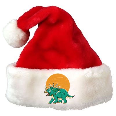 Triceratops Dinosaur Sunset Premium Christmas Santa Hat