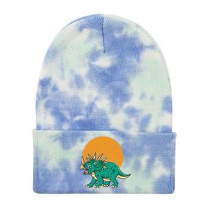 Triceratops Dinosaur Sunset Tie Dye 12in Knit Beanie