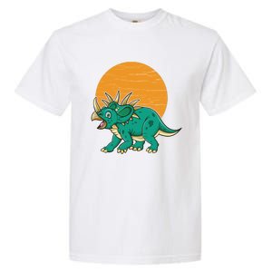 Triceratops Dinosaur Sunset Garment-Dyed Heavyweight T-Shirt