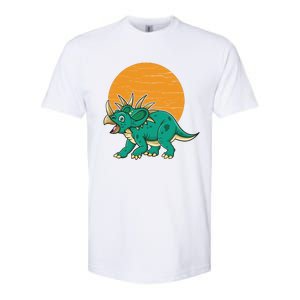 Triceratops Dinosaur Sunset Softstyle CVC T-Shirt