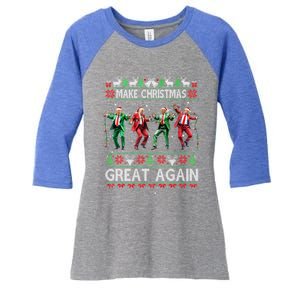 Trump Dance Santa Funny Gift Make Christmas Great Again Xmas 2024 Gift Women's Tri-Blend 3/4-Sleeve Raglan Shirt