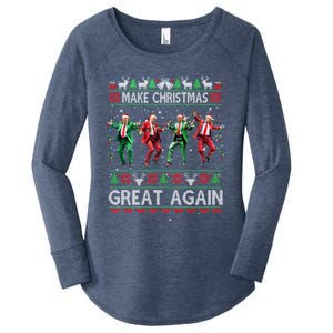 Trump Dance Santa Funny Gift Make Christmas Great Again Xmas 2024 Gift Women's Perfect Tri Tunic Long Sleeve Shirt