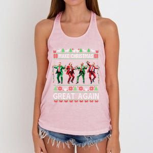 Trump Dance Santa Funny Gift Make Christmas Great Again Xmas 2024 Gift Women's Knotted Racerback Tank