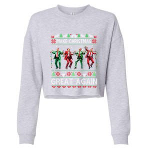 Trump Dance Santa Funny Gift Make Christmas Great Again Xmas 2024 Gift Cropped Pullover Crew