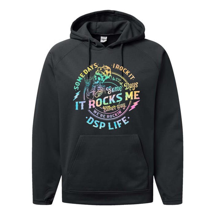 Tie Dye Some Days I Rock It Some Days It Rocks Me Dsp Life Performance Fleece Hoodie