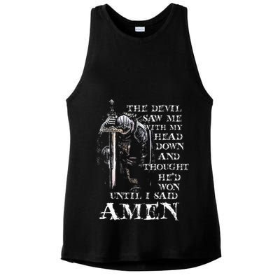 The Devil Saw Me With My Head Down And Thought HeD Won Ladies PosiCharge Tri-Blend Wicking Tank