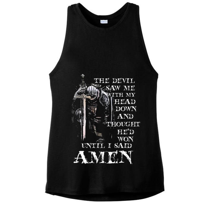 The Devil Saw Me With My Head Down And Thought HeD Won Ladies PosiCharge Tri-Blend Wicking Tank