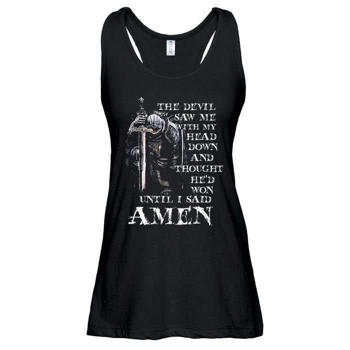 The Devil Saw Me With My Head Down And Thought HeD Won Ladies Essential Flowy Tank
