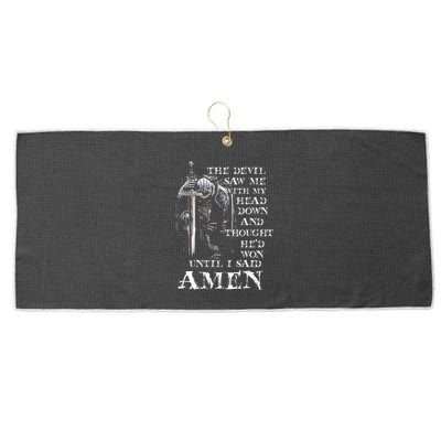 The Devil Saw Me With My Head Down And Thought HeD Won Large Microfiber Waffle Golf Towel