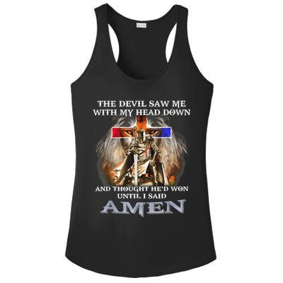 The Devil Saw Me With My Head Down Thought He Won Ladies PosiCharge Competitor Racerback Tank