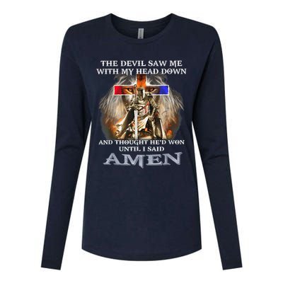 The Devil Saw Me With My Head Down Thought He Won Womens Cotton Relaxed Long Sleeve T-Shirt