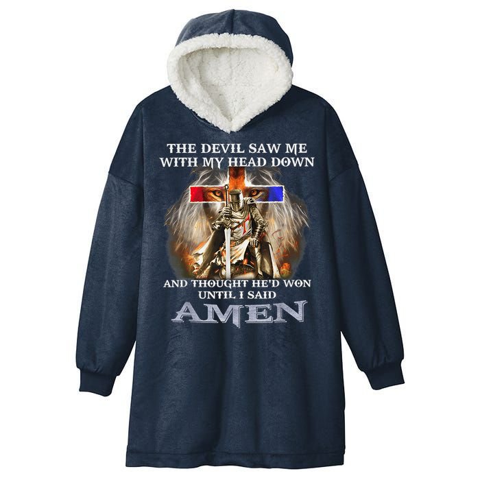 The Devil Saw Me With My Head Down Thought He Won Hooded Wearable Blanket