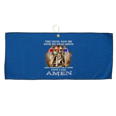 The Devil Saw Me With My Head Down Thought He Won Large Microfiber Waffle Golf Towel