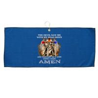 The Devil Saw Me With My Head Down Thought He Won Large Microfiber Waffle Golf Towel